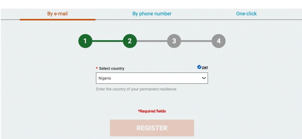 Melbet e-mail registration field